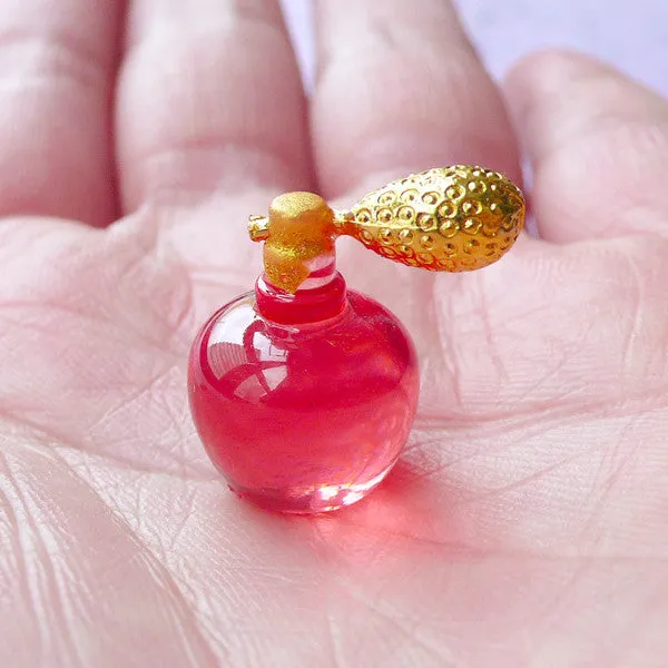 1:12 Scale Dollhouse Perfume Bottle Cabochon | Miniature Fragrance | Doll House Eau de Parfum Bottle (Red / 12mm x 17mm)