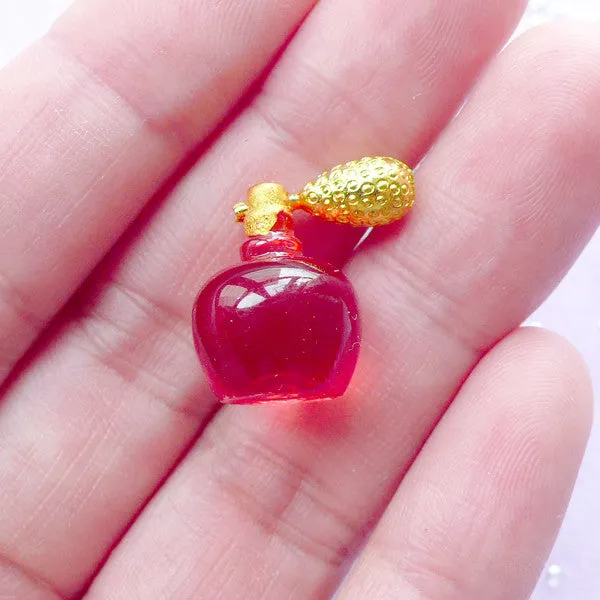 1:12 Scale Dollhouse Perfume Bottle Cabochon | Miniature Fragrance | Doll House Eau de Parfum Bottle (Red / 12mm x 17mm)