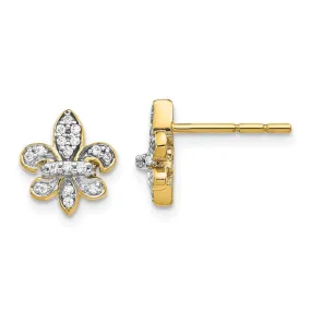 14k Diamond Fleur de Lis Post Earrings