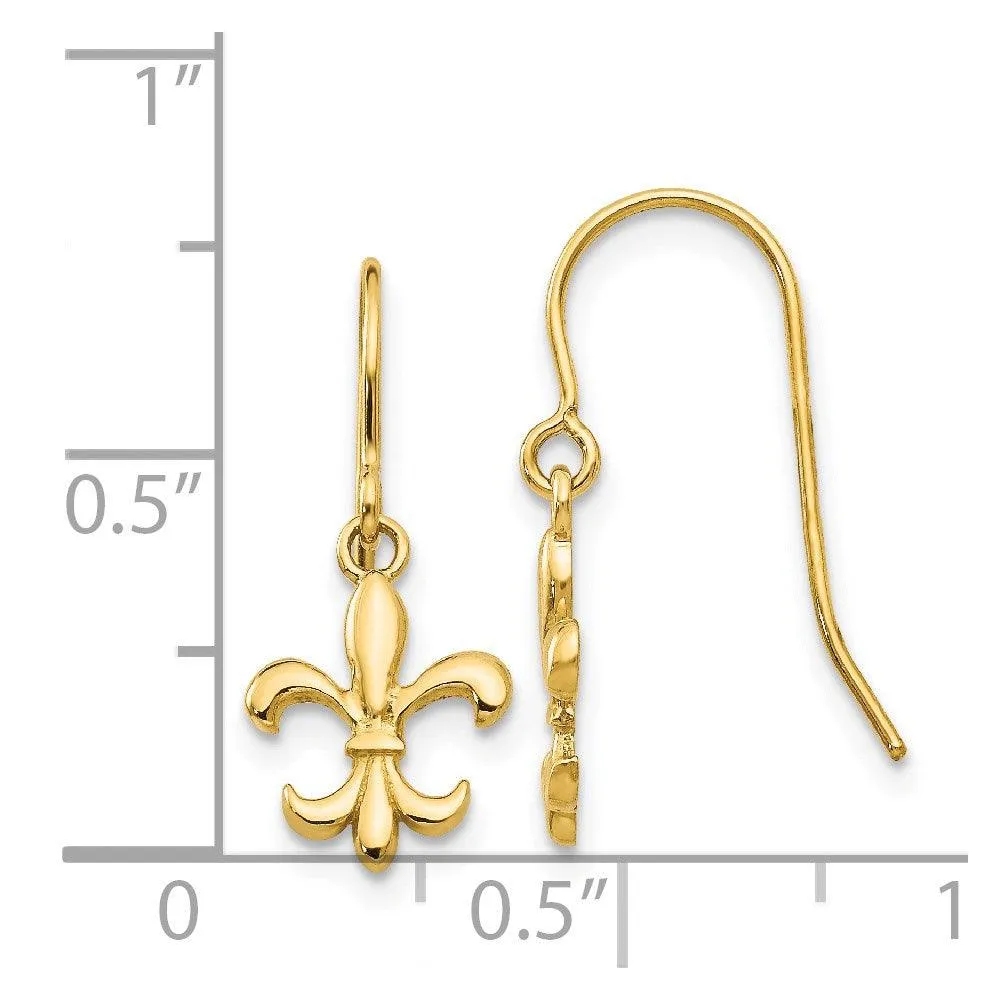 14k Fleur de lis Dangle Earrings