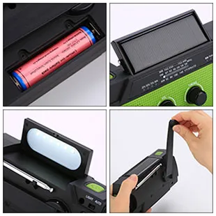 2020 Emergency Radio Flashlight Solar USB Battery Hand Crank Powered Radio AM/FM/WB 4000mA Power Bank Flashlight IPX3 Waterproof