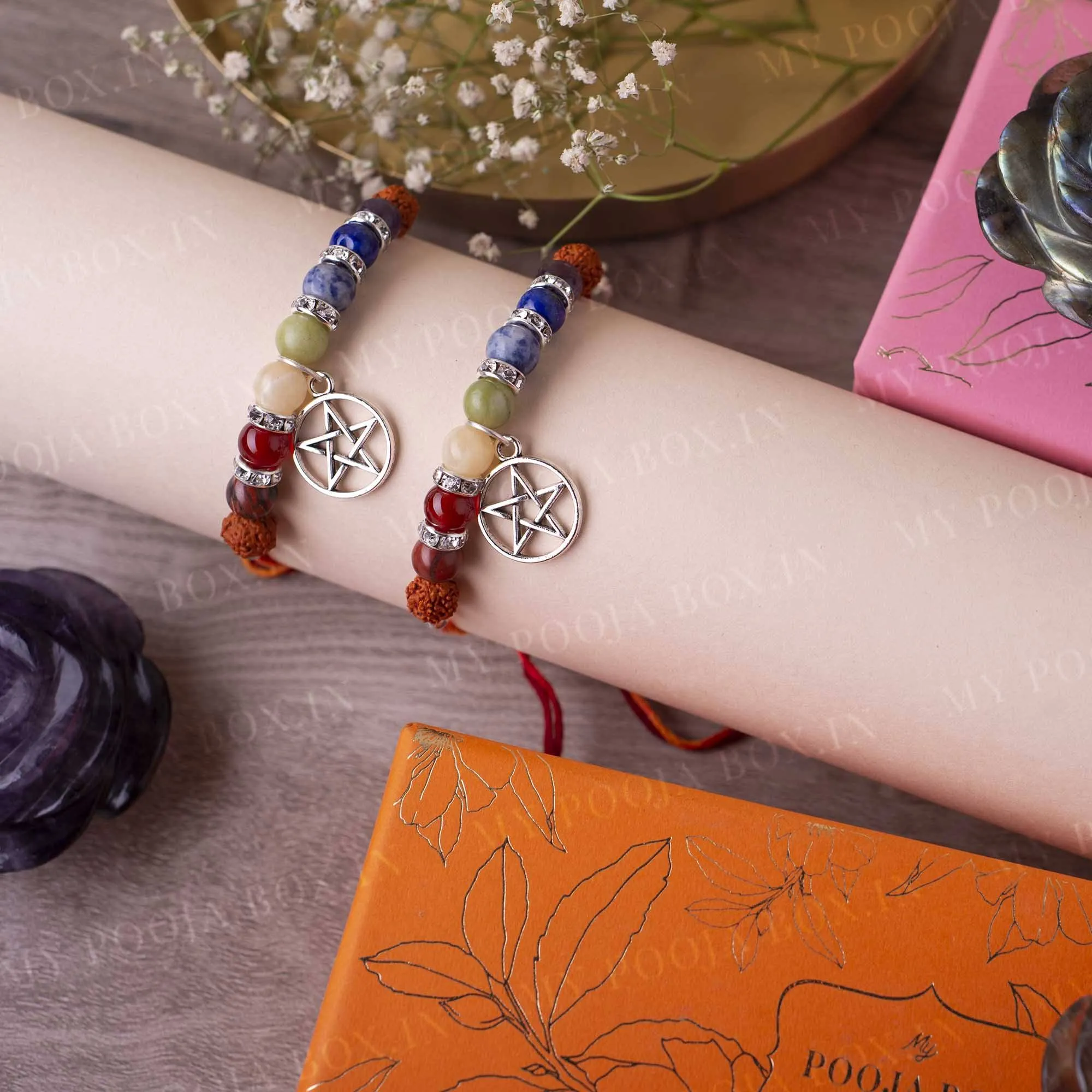 7 Chakra Blissful Rakhi with Star Charm (Set of 2)