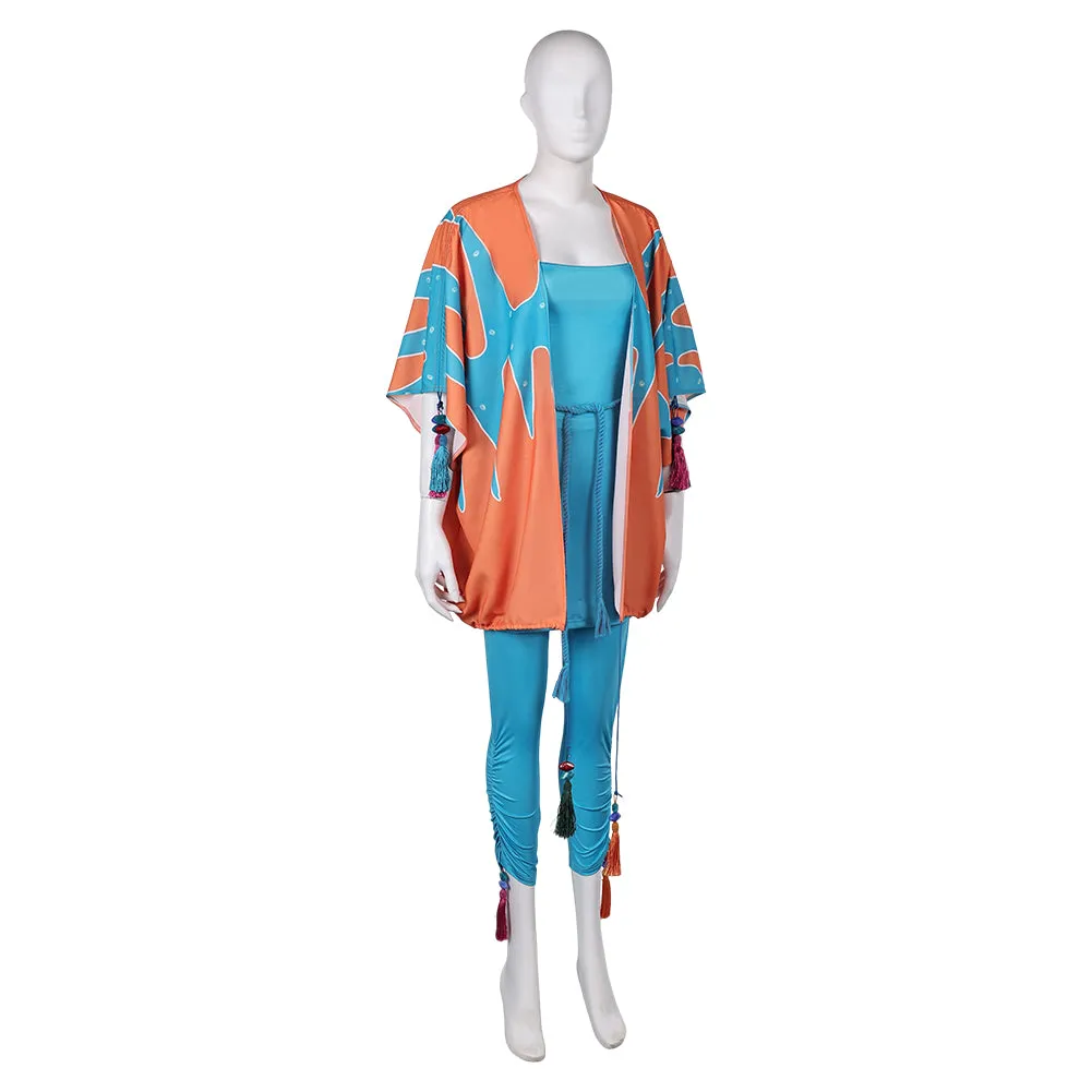 ABBA Femme Anni-Frid Lyngstad 1970s Tenue Bleu-orange Costume Vintage