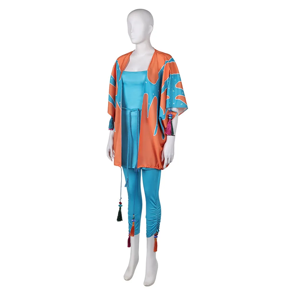 ABBA Femme Anni-Frid Lyngstad 1970s Tenue Bleu-orange Costume Vintage