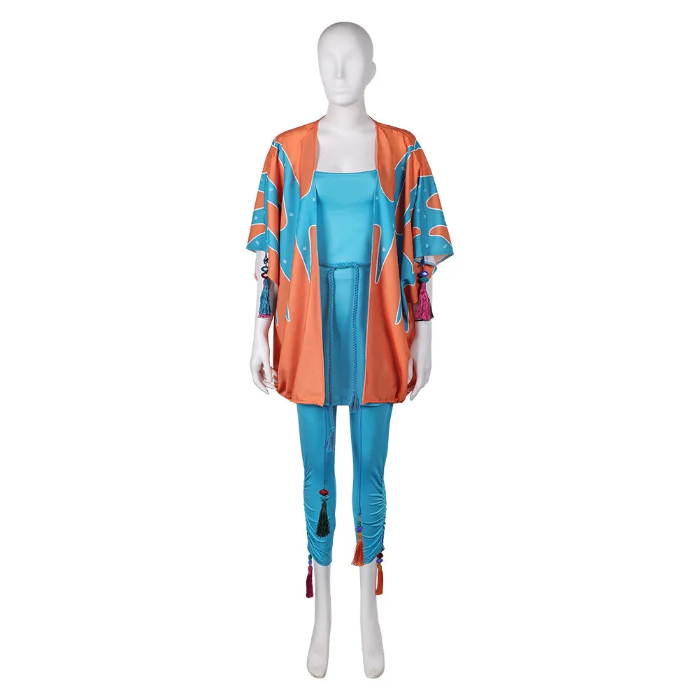 ABBA Femme Anni-Frid Lyngstad 1970s Tenue Bleu-orange Costume Vintage