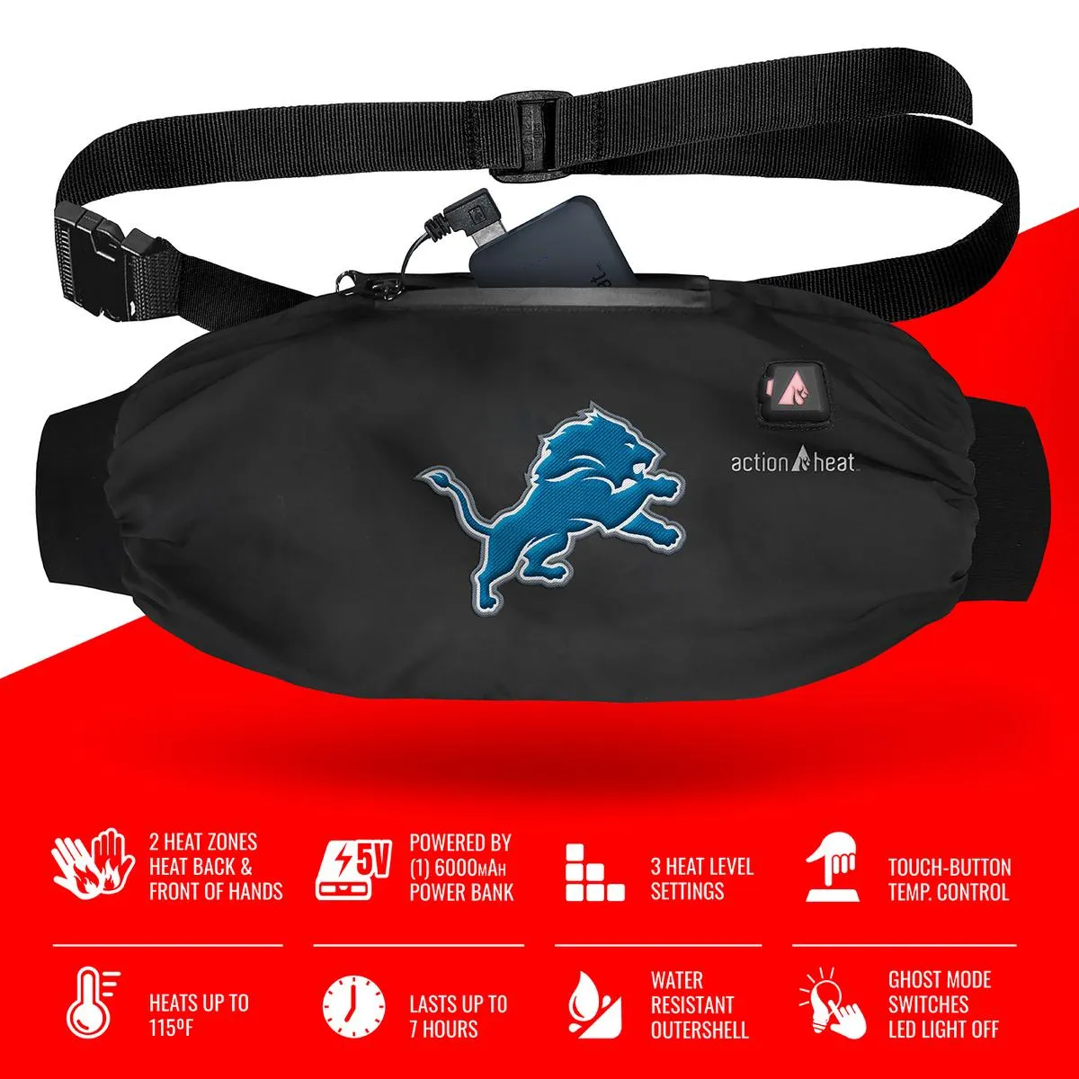 ActionHeat Detroit Lions 5V Battery Heated Hand Muff