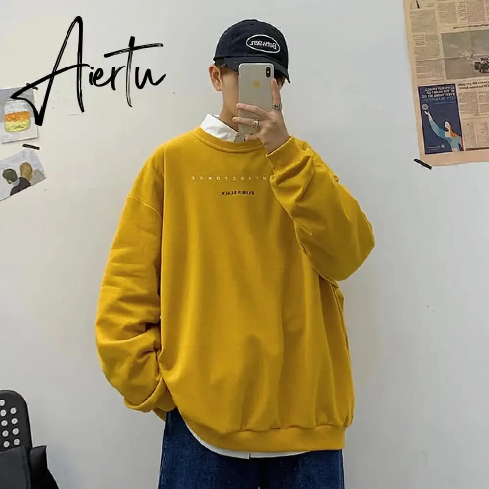 Aiertu Spring Men Casual Sweatshirts Harajuku 1997 Printed Men Oversized Hoodies  Korean Man Casual Loose Pullovers