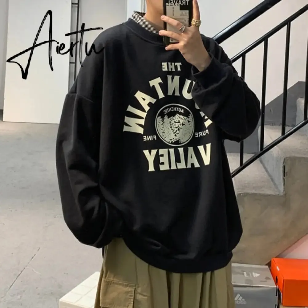 Aiertu Spring Men Casual Sweatshirts Harajuku 1997 Printed Men Oversized Hoodies  Korean Man Casual Loose Pullovers