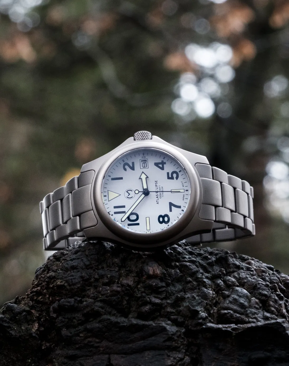 Atlas 38mm White Solar Eclipse Watch - Premium Edition