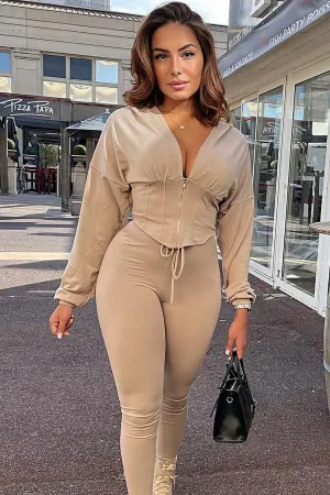 Better Than Ever Hoodie Set - Taupe