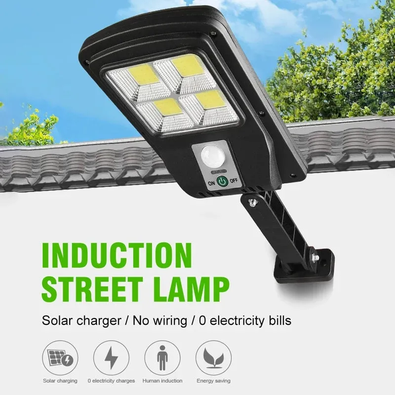 COB Solar Street PIR Sensor Outdoor Light With Solar Panel