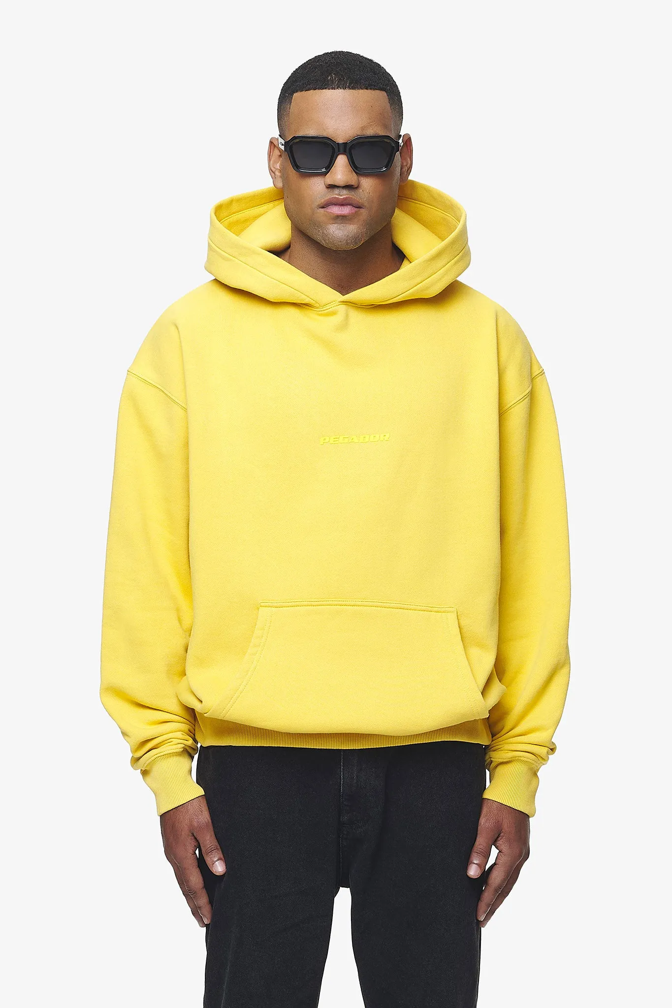 Colne Logo Oversized Hoodie Vintage Washed Solar Yellow Gum