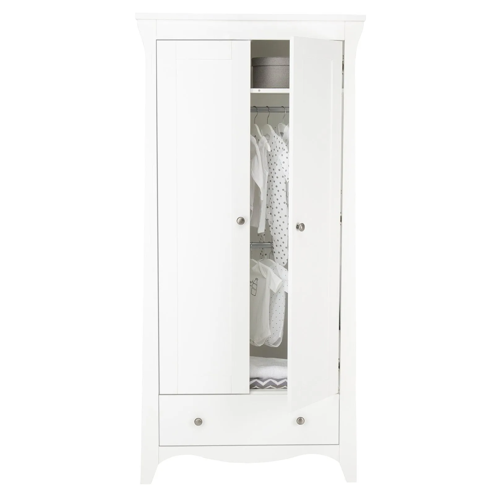 CuddleCo Clara 2 Door Double Wardrobe - White