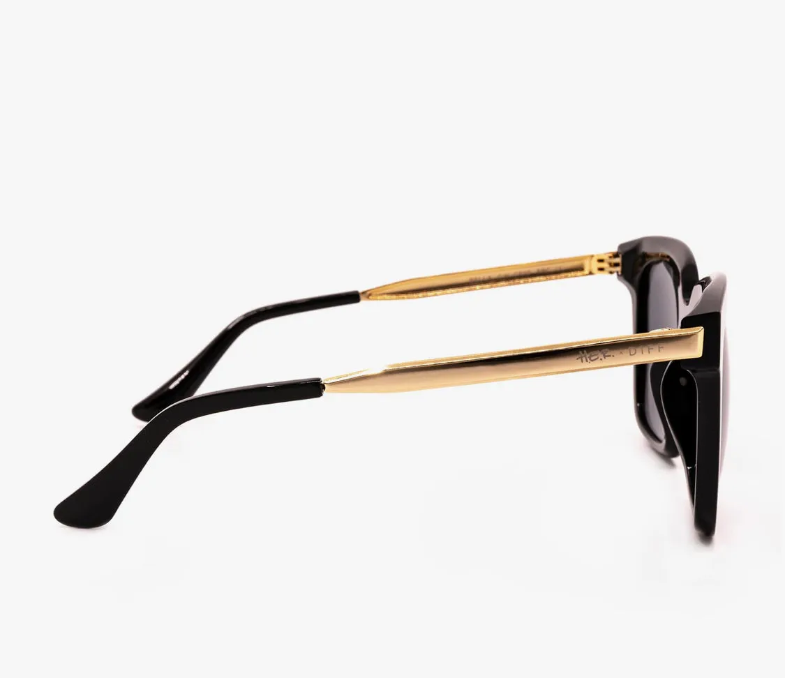 Stylish DIFF Sunglasses - H.E.R Bella Black with Gold Accents