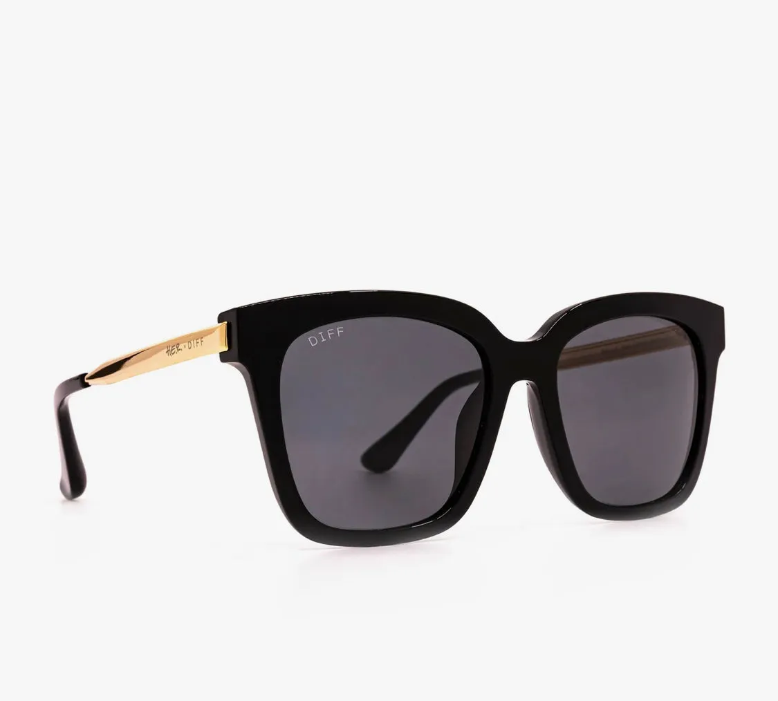 Stylish DIFF Sunglasses - H.E.R Bella Black with Gold Accents