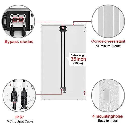 DKSolar™ 100W Solar Panel: German TÜV Monocrystalline, 18V, Higher-Efficiency Off-Grid