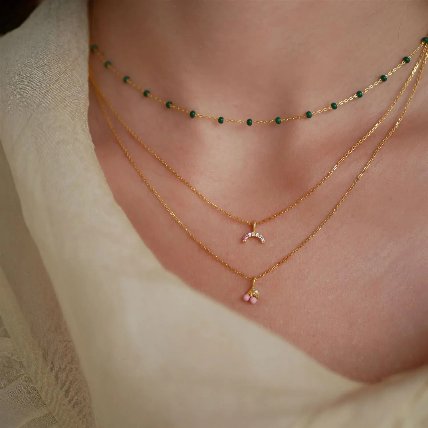 ENAMEL NECKLACE, CHERRY