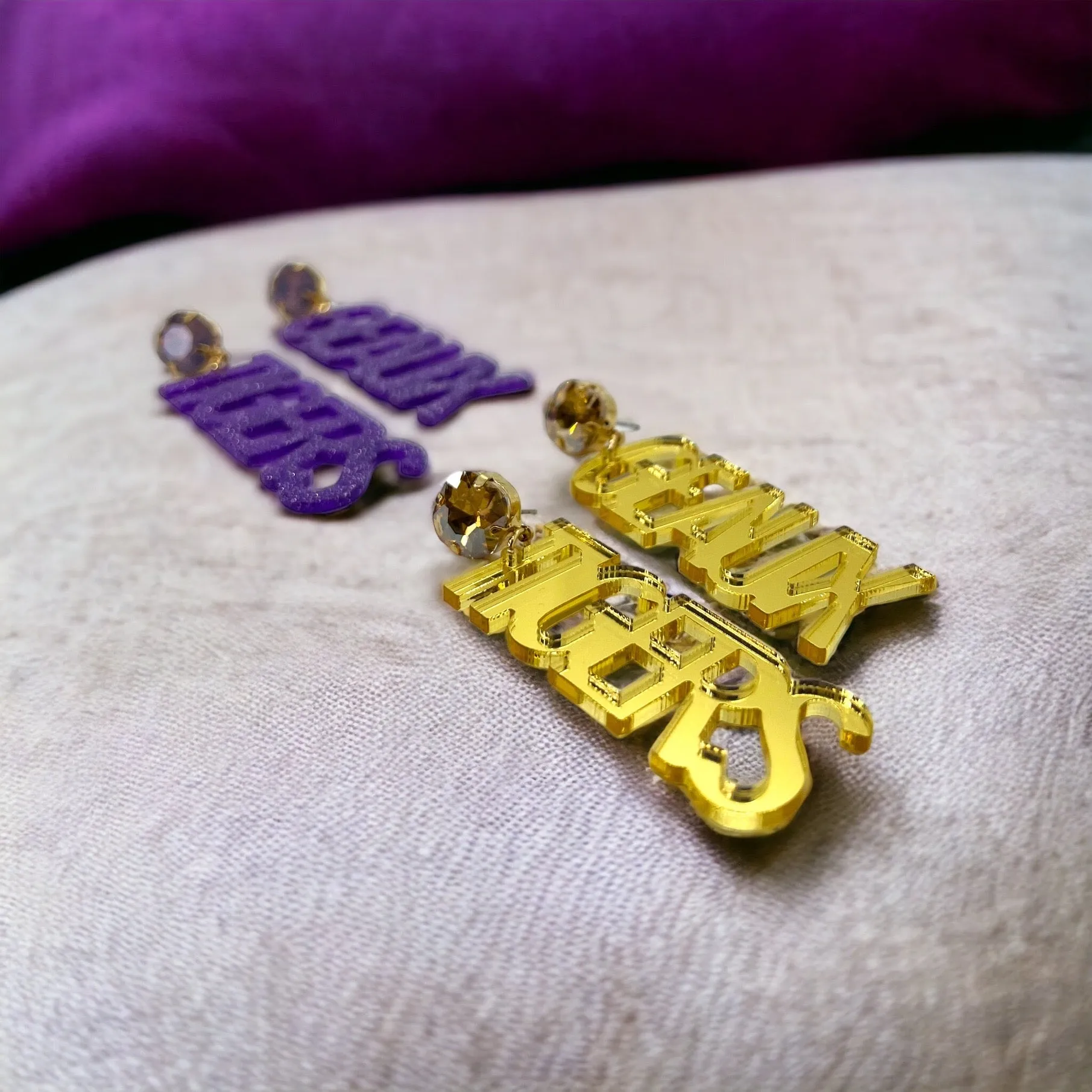 Geaux Tigers Earrings - Tiger Earrings, College Football Earrings, Handmade Jewelry, Purple and Gold, Football, Handmade Earrings, Louisiana