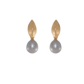 Grey Pearl 24K Fair Trade Gold Vermeil Earrings