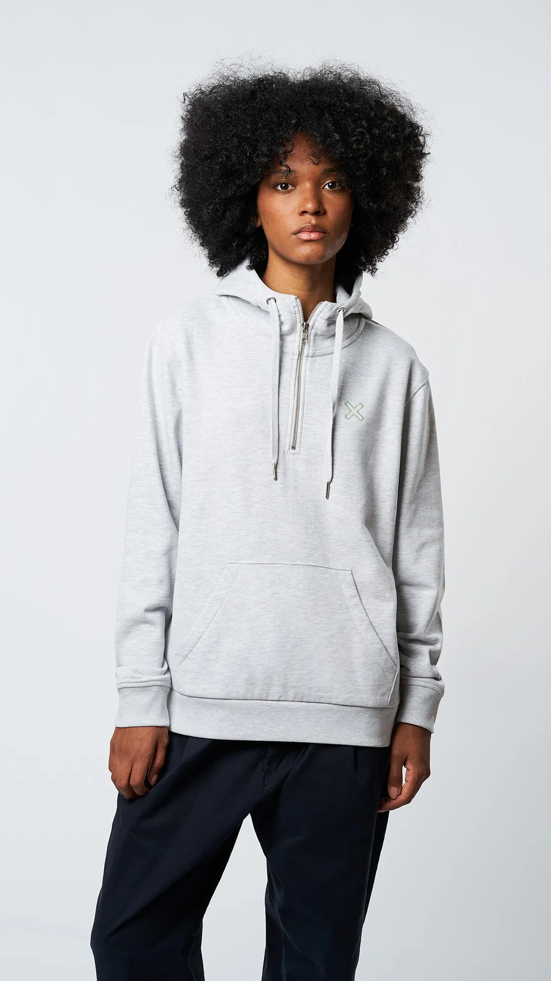 HALF ZIP HOODIE REEF LIGHT GREY MELANGE