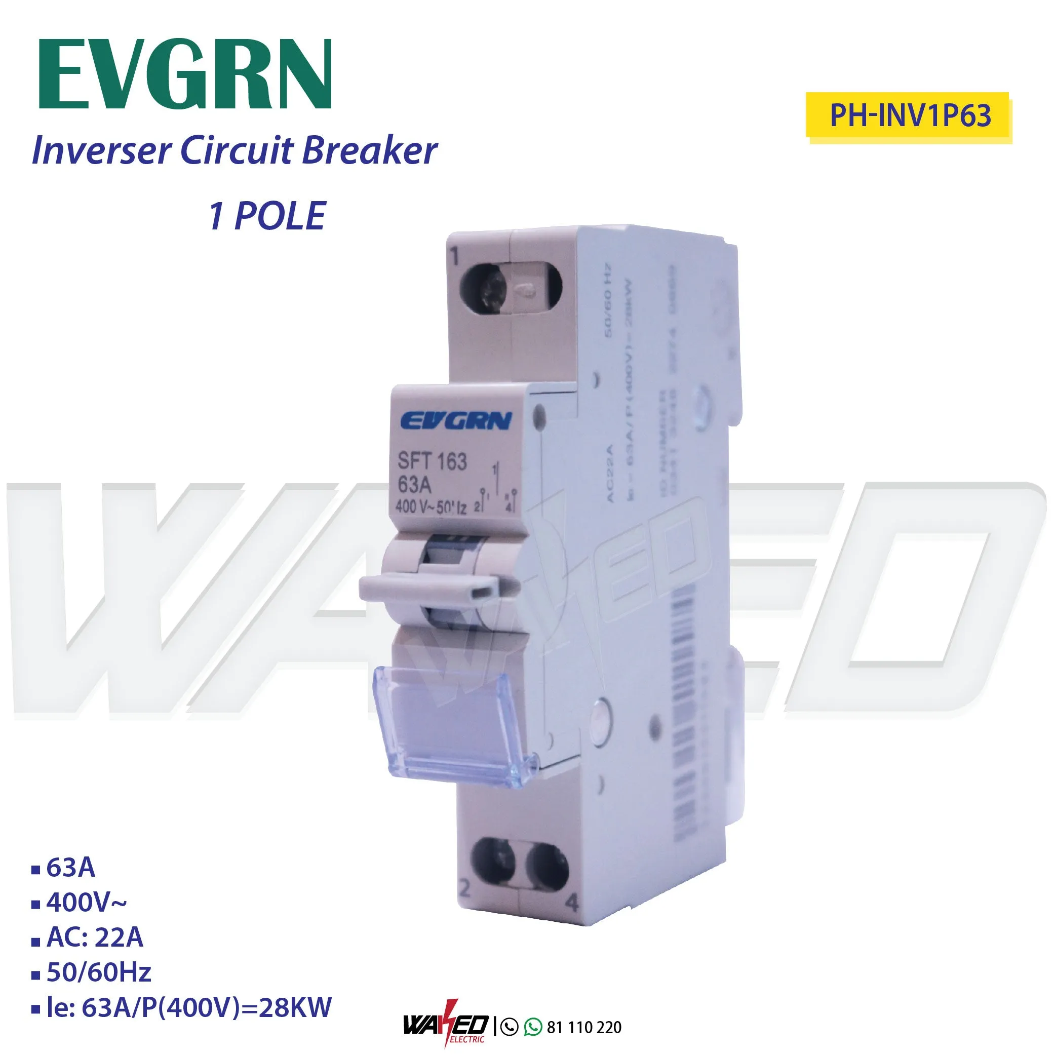 Inverser Circuit Breaker - 1P 63A - EVGRN