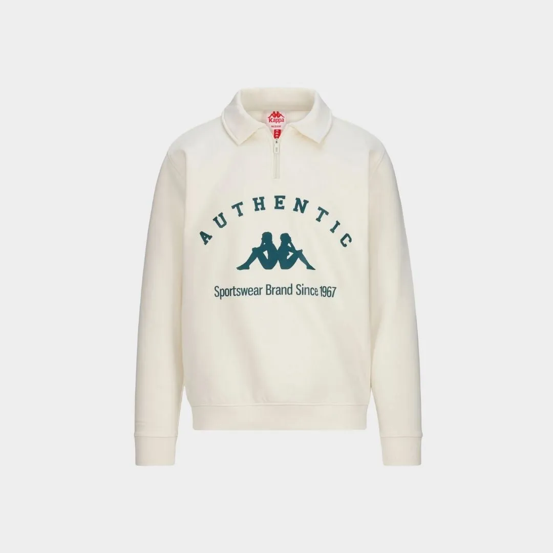 Kappa Authentic Pola Sweatshirt White Milk Green Dark