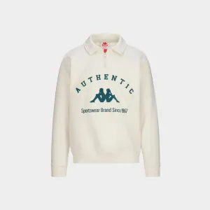 Kappa Authentic Pola Sweatshirt White Milk Green Dark