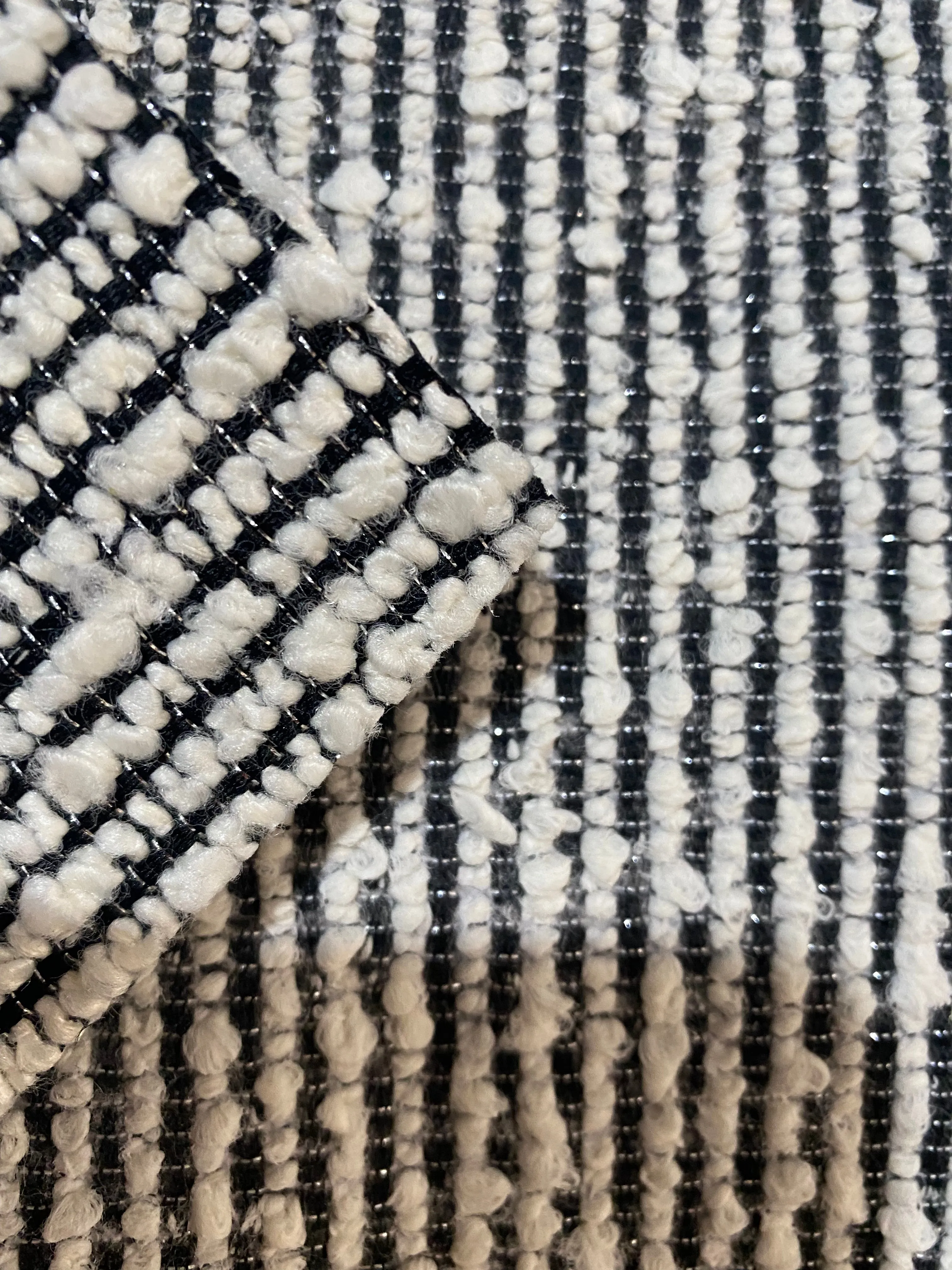 NEW Count Yorkshire Designer Heavyweight Boucle Upholstery Fabric in White and Black Melange