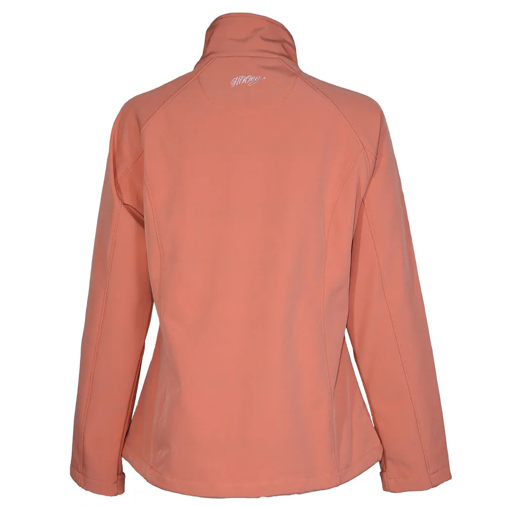 "Ladies Softshell Jacket" Pink w/Multi Color Pattern Lining