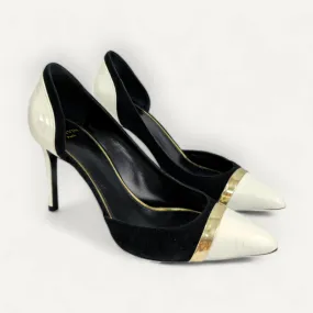 Scarpin Lanvin Camurça Preto e Branco