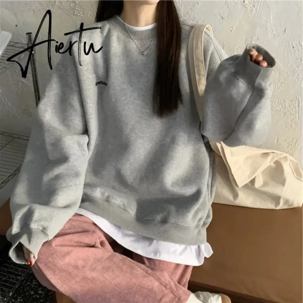 spring and autumn new splicing Pullover fashion Korean thick and thin women's Sweatshirt Navy Gray Black Pink women's Hoodi