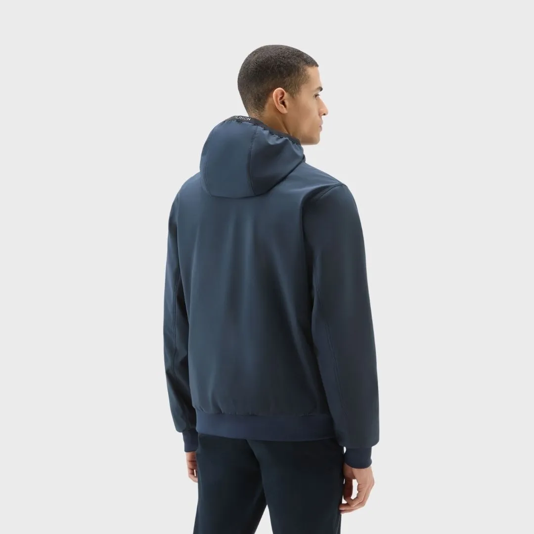 Woolrich Soft Shell Full Zip Hoodie Men's Melton Blue