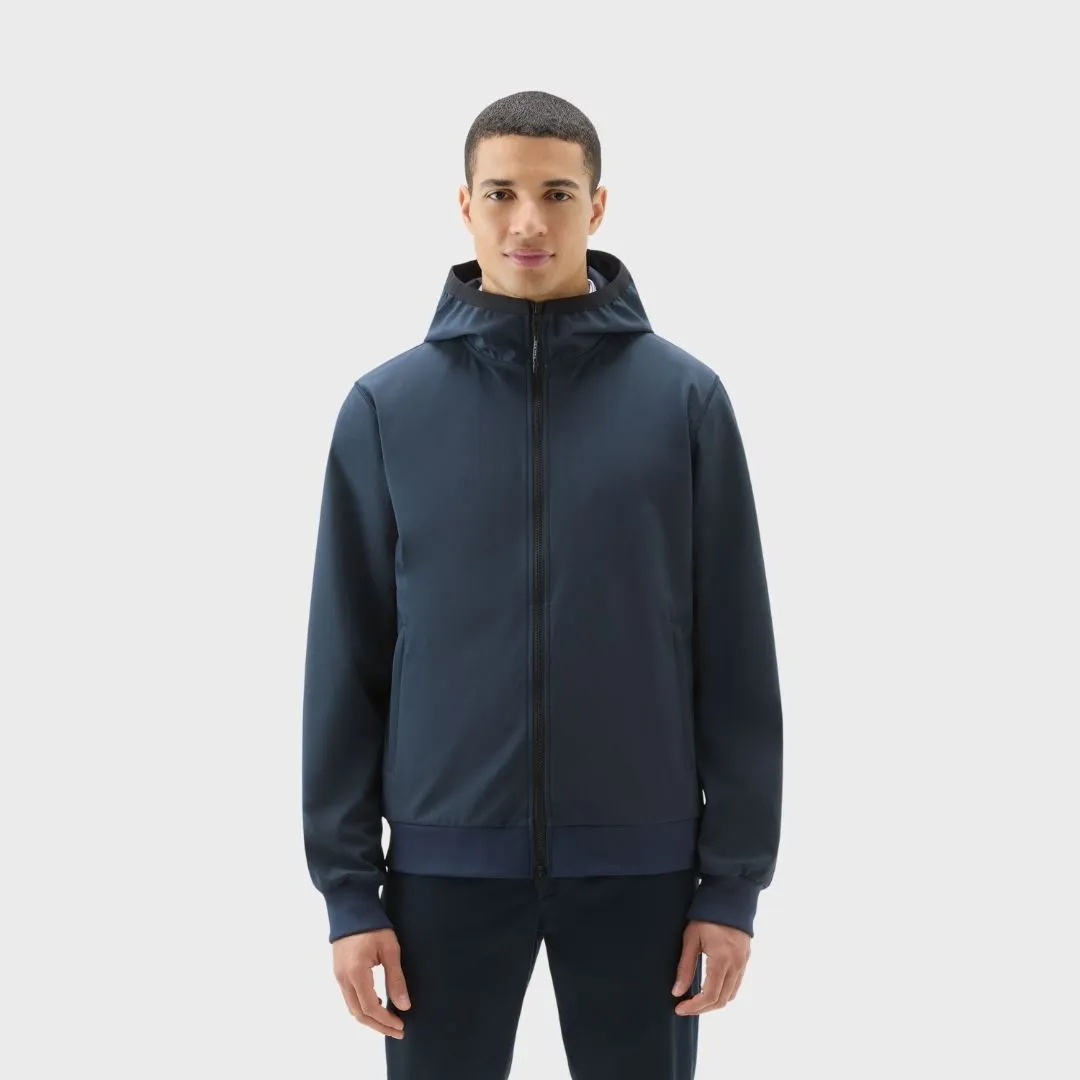 Woolrich Soft Shell Full Zip Hoodie Men's Melton Blue